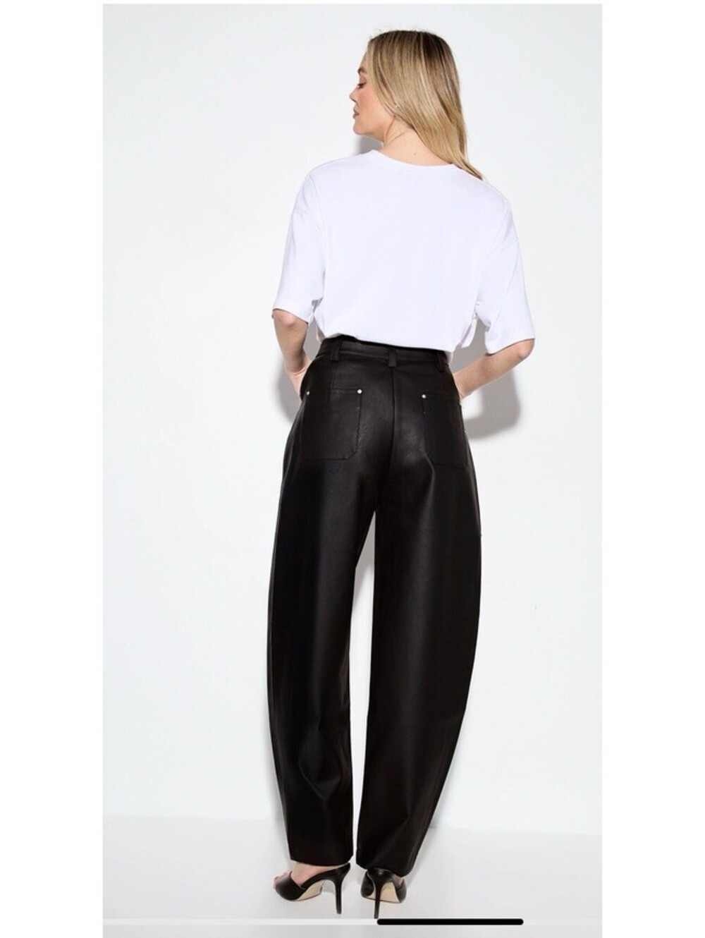 MissPap Leather Look Shiny Snake Print Black Wide Leg Trousers High Waisted 30”